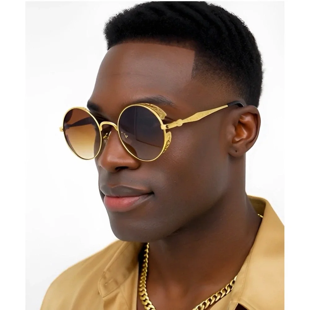 Brown Lens Sunglasses Fashion Cholo Style Retro UV400 Protection Men Lentes New‎